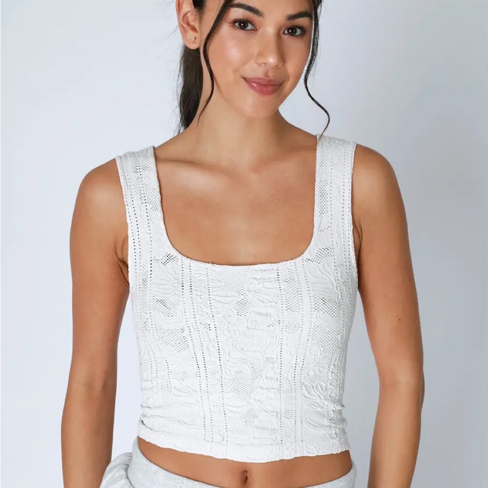 NS8396 - Nikibiki Double Lace Square Crop Top